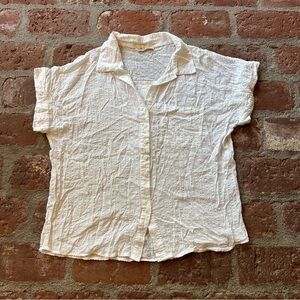 Millibon Crinkled White Button-Down Short sleeved Shirt Collar Summer whites